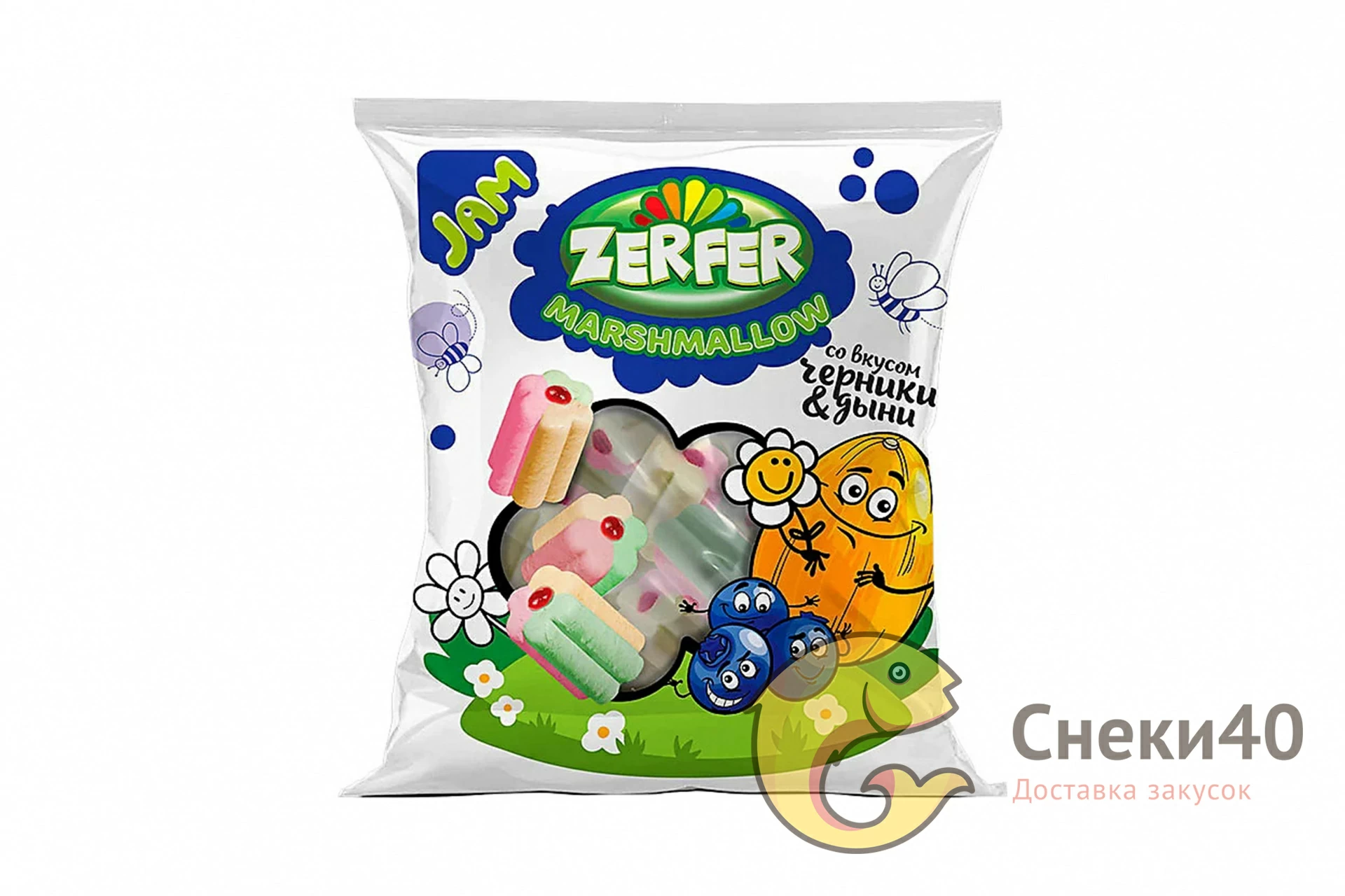 Маршмеллоу Zerfer Jam со вкусом черники и дыни 90г Маршмеллоу Zerfer Jam со вкусом черники и дыни 90г