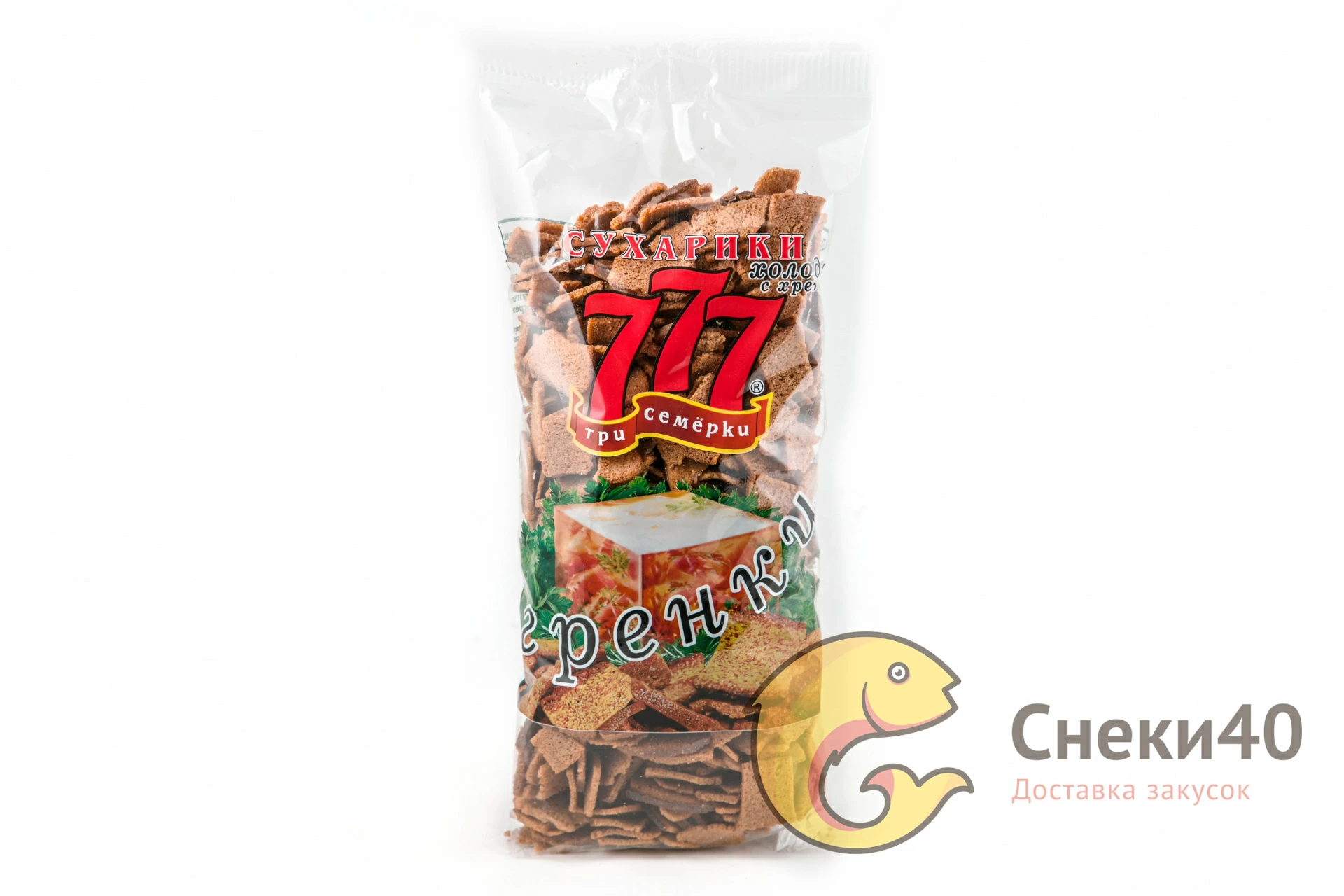 Гренки "777" со вкусом ХОЛОДЕЦ С ХРЕНОМ 500г Гренки "777" со вкусом ХОЛОДЕЦ С ХРЕНОМ 500г