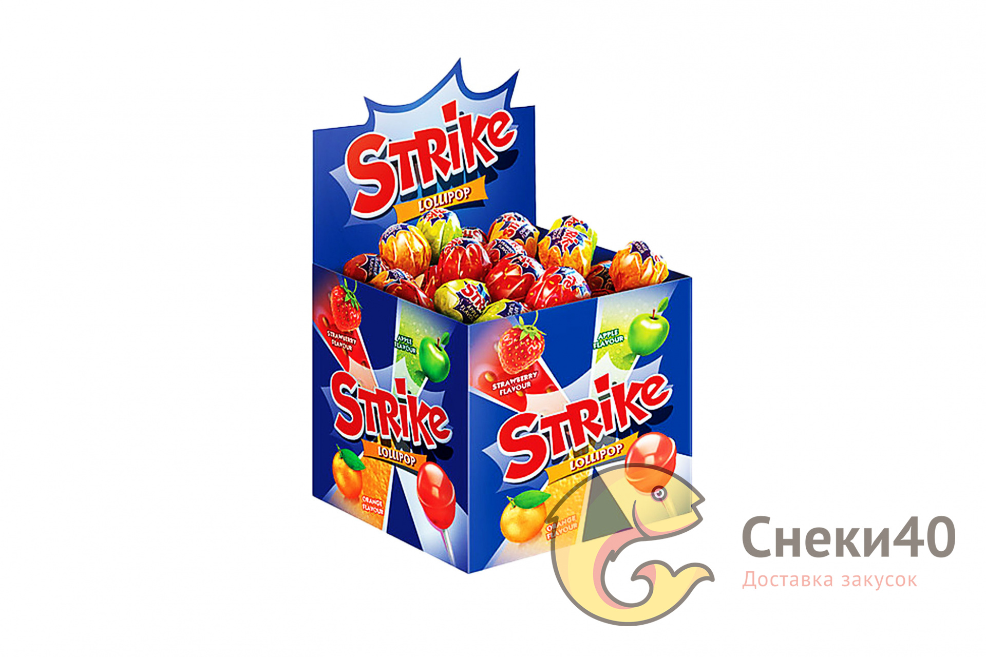 Карамель на палочке Strike ассорти 11г (50шт) Карамель на палочке Strike ассорти 11г (50шт)