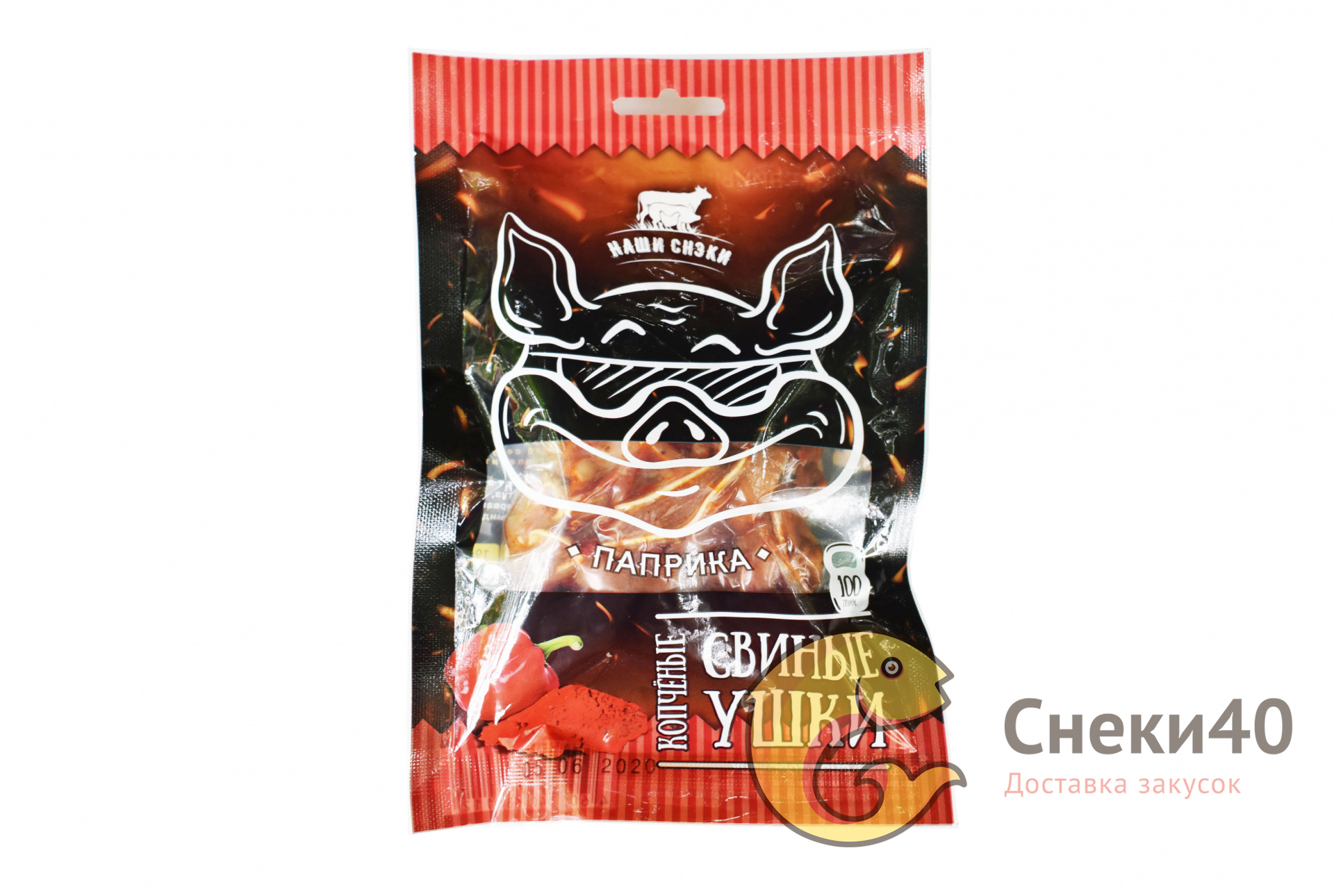 Свиные уши "Наши снэки" Паприка 90г Свиные уши "Наши снэки" Паприка 90г